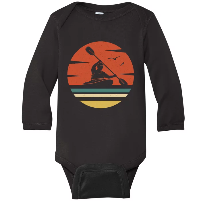 Kayak Retro Vintage Sunset For Kayakers Cute Gift Baby Long Sleeve Bodysuit