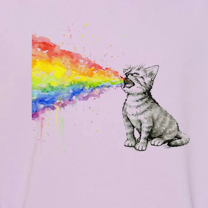 Kitten Rainbow Vomit Funny Rainbow Cat Garment-Dyed Sweatshirt