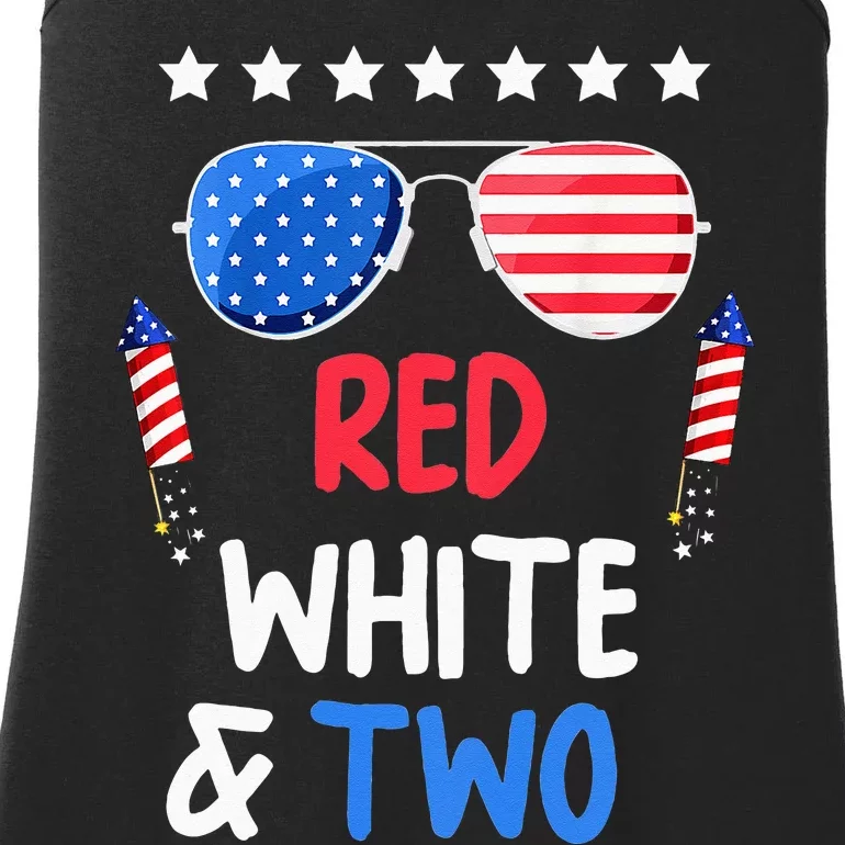 Kids Red White & Two 2nd Birthday 4th Of July Independence Day Ladies Essential Tank