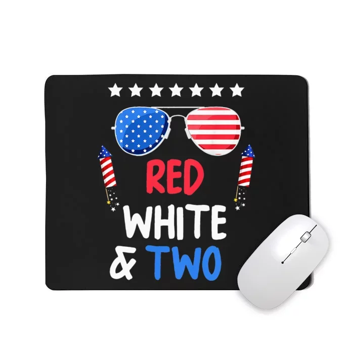 Kids Red White & Two 2nd Birthday 4th Of July Independence Day Mousepad