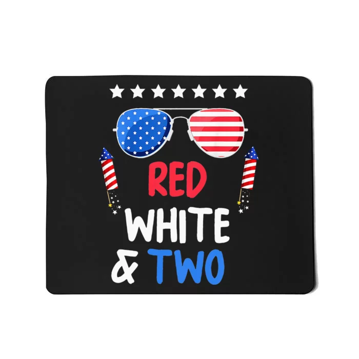 Kids Red White & Two 2nd Birthday 4th Of July Independence Day Mousepad