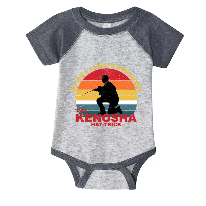 Kyle Rittenhouse We Will Always Remember The Kenosha Hat Trick Infant Baby Jersey Bodysuit