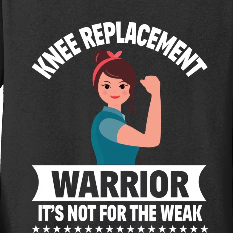 Knee Replacement Warrior Knee Surgery Recovery Get Well Gift Kids Long Sleeve Shirt