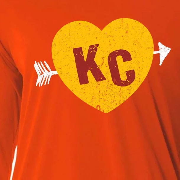 Kc Red & Yellow Heart & Arrow Kc Kansas City 2 Letter Kc Cooling Performance Long Sleeve Crew