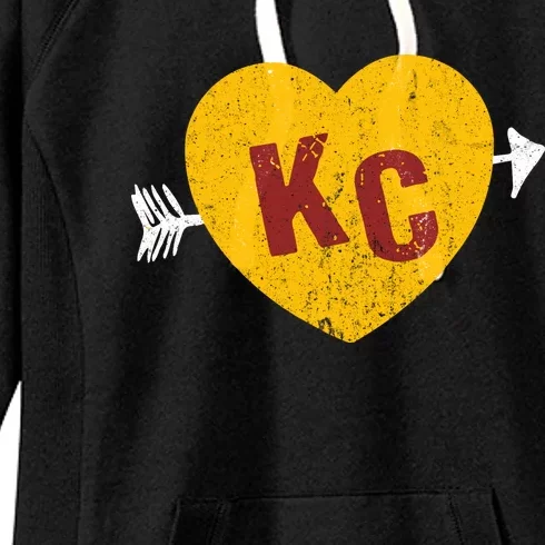 Kc Red & Yellow Heart & Arrow Kc Kansas City 2 Letter Kc Women's Fleece Hoodie