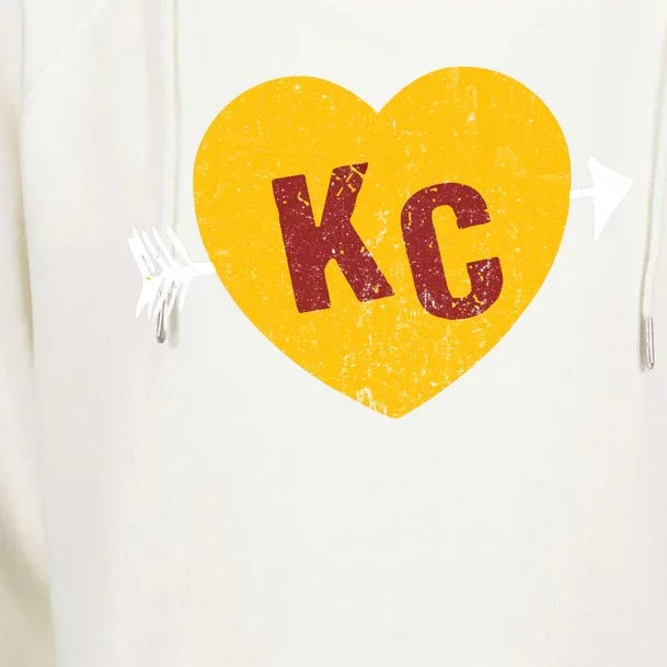 Kc Red & Yellow Heart & Arrow Kc Kansas City 2 Letter Kc Womens Funnel Neck Pullover Hood