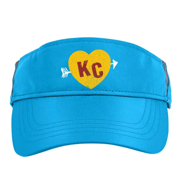 Kc Red & Yellow Heart & Arrow Kc Kansas City 2 Letter Kc Adult Drive Performance Visor