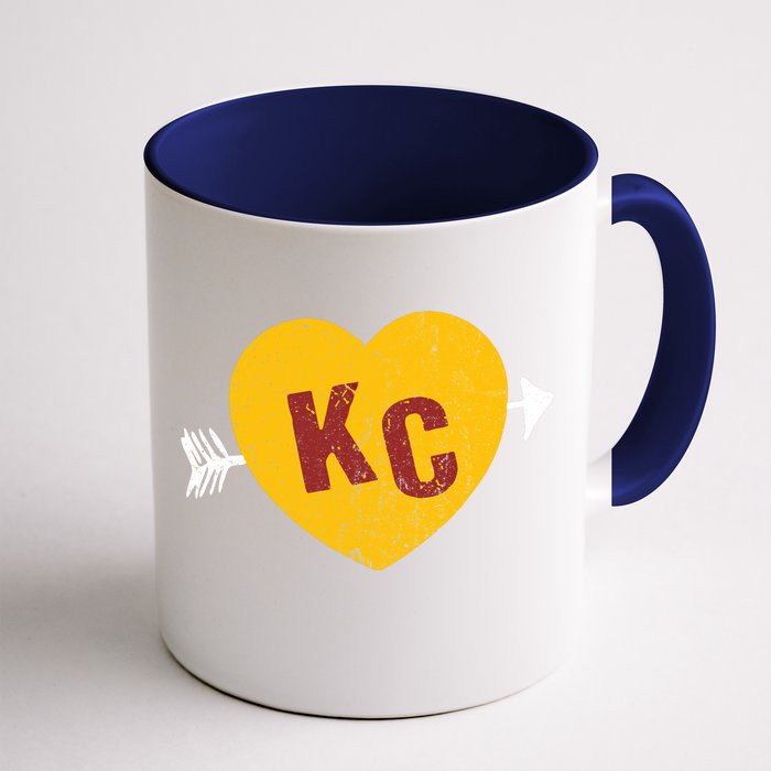 Kc Red & Yellow Heart & Arrow Kc Kansas City 2 Letter Kc Front & Back Coffee Mug