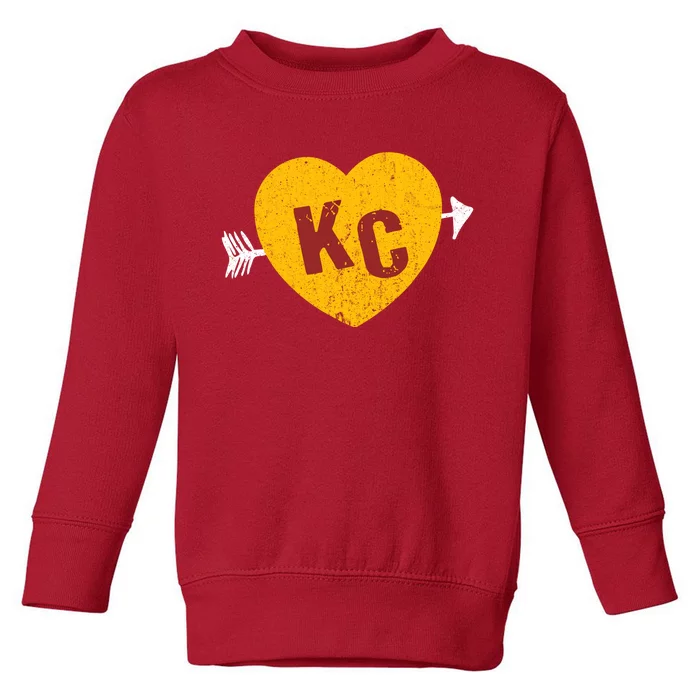 Kc Red & Yellow Heart & Arrow Kc Kansas City 2 Letter Kc Toddler Sweatshirt