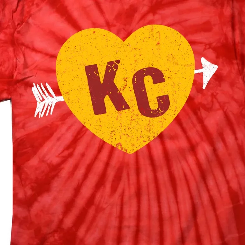 Kc Red & Yellow Heart & Arrow Kc Kansas City 2 Letter Kc Tie-Dye T-Shirt