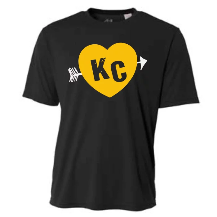 Kc Red & Yellow Heart & Arrow Kc Kansas City 2 Letter Kc Red Cooling Performance Crew T-Shirt