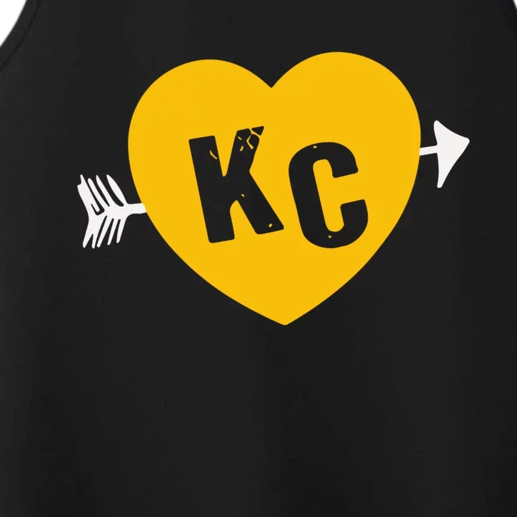 Kc Red & Yellow Heart & Arrow Kc Kansas City 2 Letter Kc Red Performance Tank