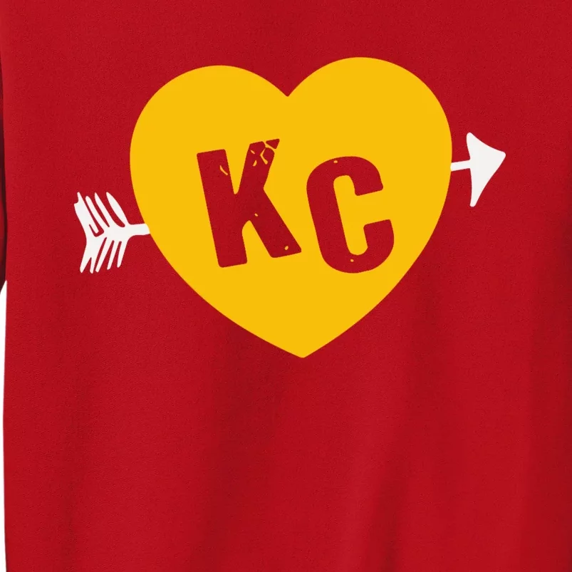 Kc Red & Yellow Heart & Arrow Kc Kansas City 2 Letter Kc Red Sweatshirt