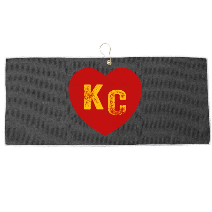 KC Red & Yellow Heart Kansas City Red/yellow heart kc red kc Large Microfiber Waffle Golf Towel