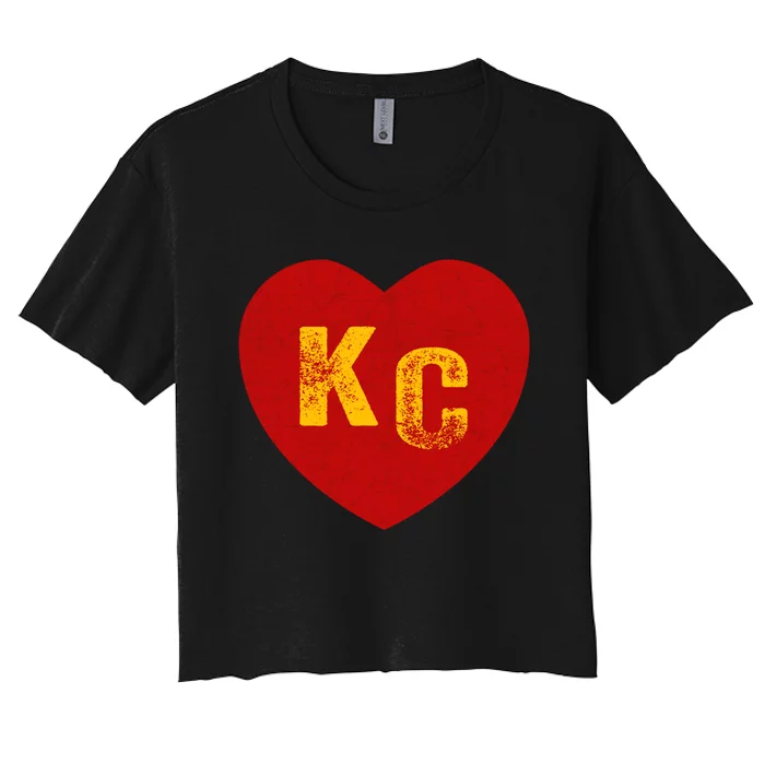 KC Red & Yellow Heart Kansas City Red/yellow heart kc red kc Women's Crop Top Tee