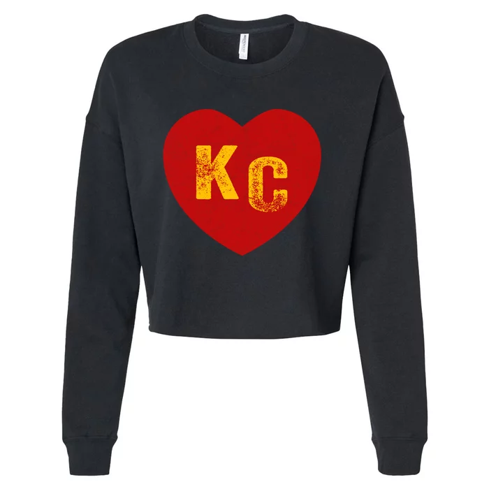 KC Red & Yellow Heart Kansas City Red/yellow heart kc red kc Cropped Pullover Crew