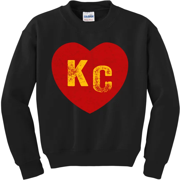 KC Red & Yellow Heart Kansas City Red/yellow heart kc red kc Kids Sweatshirt