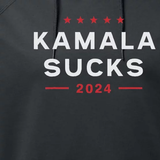 Kamala Sucks 2024 Anti Kamala Harris Performance Fleece Hoodie