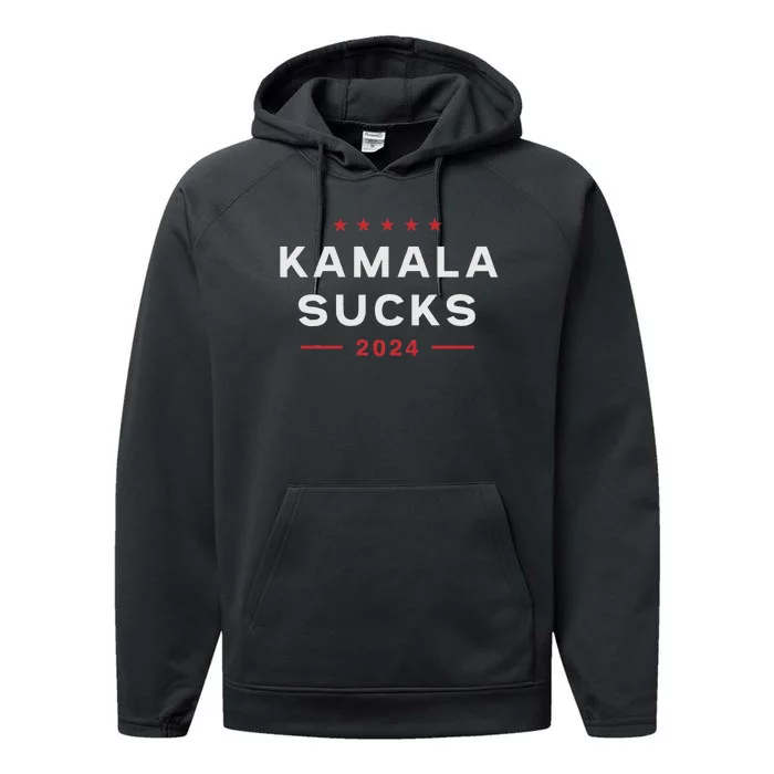 Kamala Sucks 2024 Anti Kamala Harris Performance Fleece Hoodie