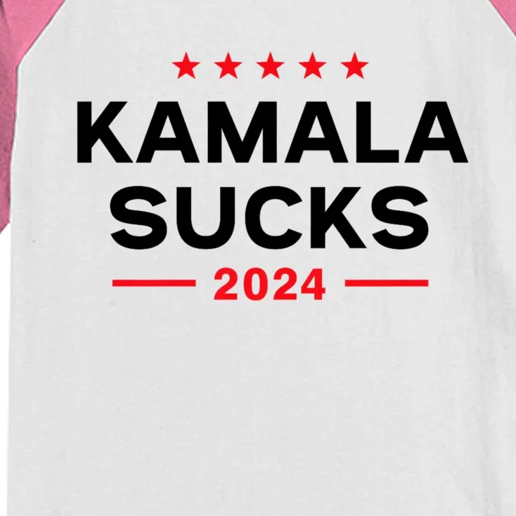 Kamala Sucks 2024 Anti Kamala Harris Kids Colorblock Raglan Jersey