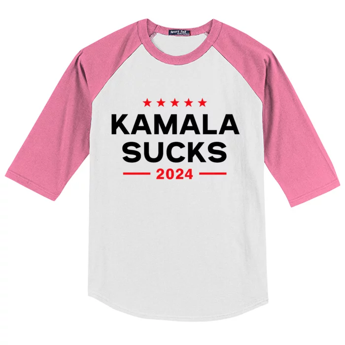 Kamala Sucks 2024 Anti Kamala Harris Kids Colorblock Raglan Jersey