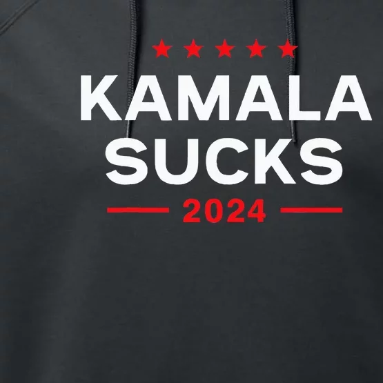 Kamala Sucks 2024 Anti Kamala Harris Performance Fleece Hoodie