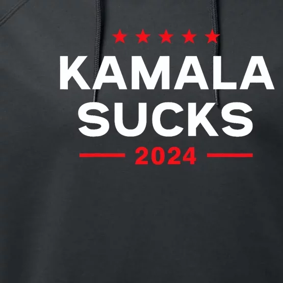 Kamala Sucks 2024 Anti Kamala Harris Performance Fleece Hoodie