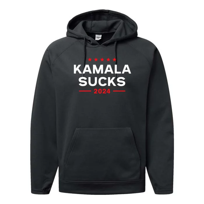 Kamala Sucks 2024 Anti Kamala Harris Performance Fleece Hoodie