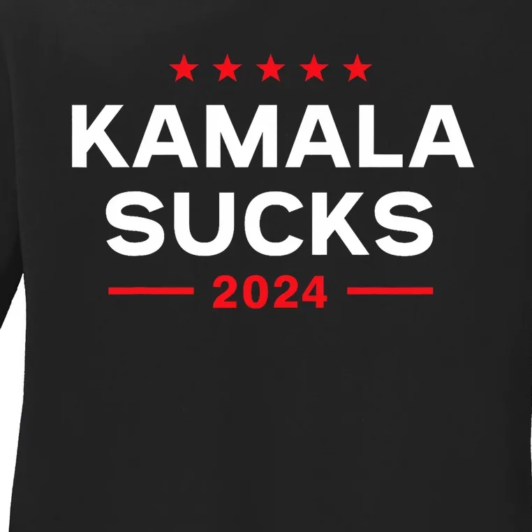 Kamala Sucks 2024 Anti Kamala Harris Ladies Long Sleeve Shirt