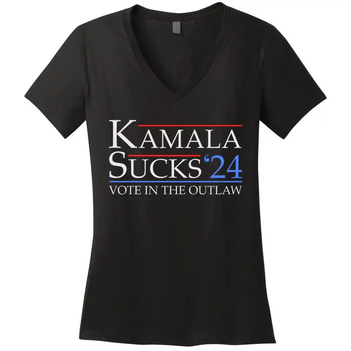 Kamala Sucks 2024 Anti Kamala Pro Trump Supporter 2024 Women's V-Neck T-Shirt