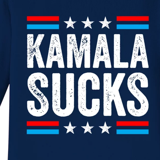 Kamala Sucks 2024 Anti Kamala Harris Us Election Political Gift Baby Long Sleeve Bodysuit