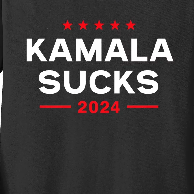 Kamala Sucks 2024 Anti Kamala Harris Kids Long Sleeve Shirt