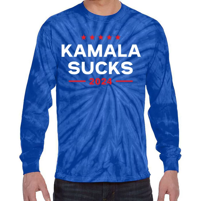 Kamala Sucks 2024 Anti Kamala Harris Gift Tie-Dye Long Sleeve Shirt