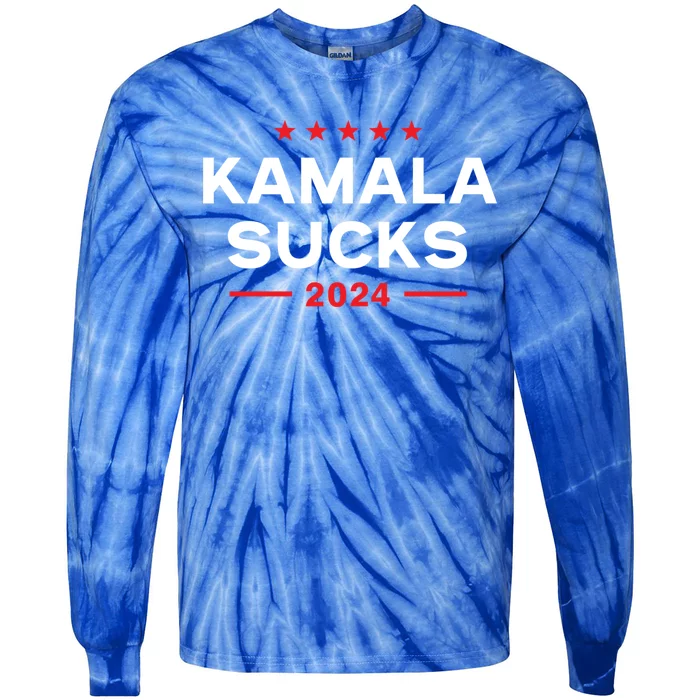 Kamala Sucks 2024 Anti Kamala Harris Gift Tie-Dye Long Sleeve Shirt