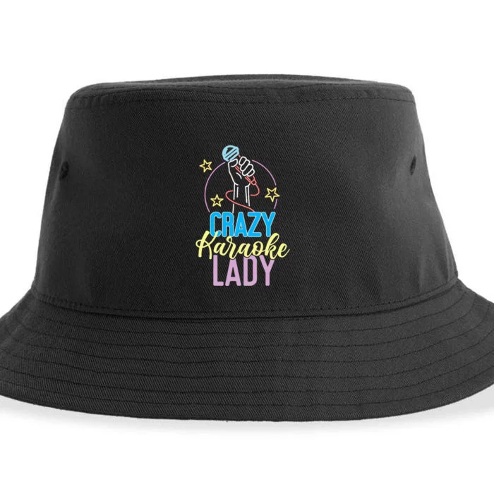 Karaoke Singer 80s Retro Crazy Karaoke Lady Sustainable Bucket Hat