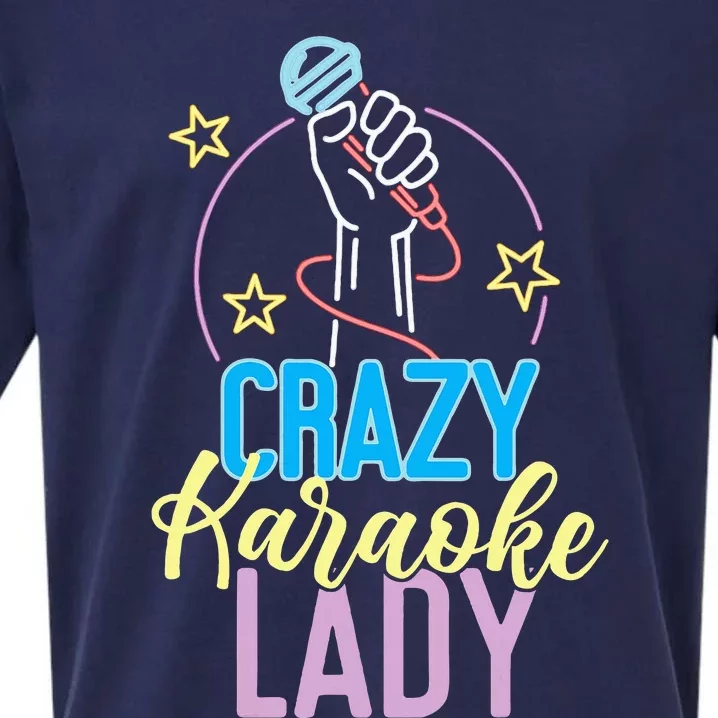 Karaoke Singer 80s Retro Crazy Karaoke Lady Sueded Cloud Jersey T-Shirt