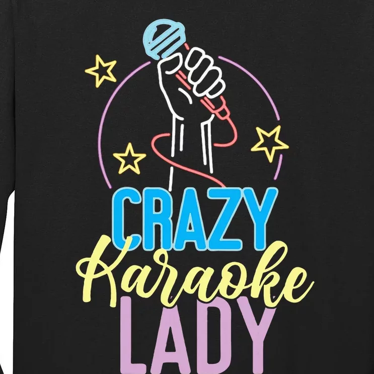 Karaoke Singer 80s Retro Crazy Karaoke Lady Tall Long Sleeve T-Shirt