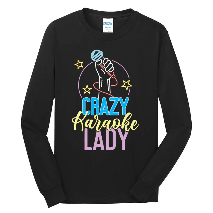 Karaoke Singer 80s Retro Crazy Karaoke Lady Tall Long Sleeve T-Shirt