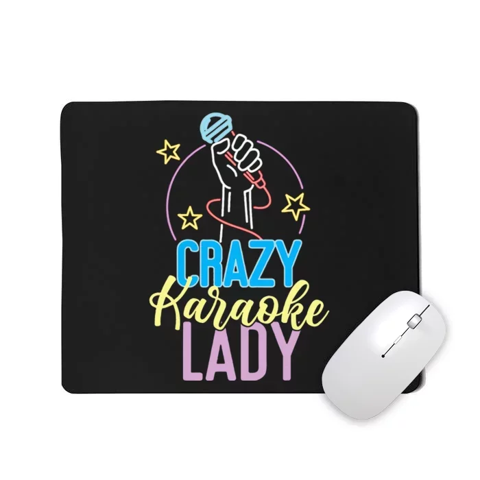 Karaoke Singer 80s Retro Crazy Karaoke Lady Mousepad