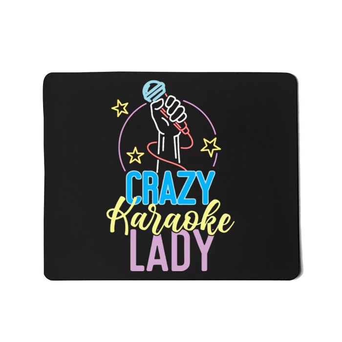 Karaoke Singer 80s Retro Crazy Karaoke Lady Mousepad