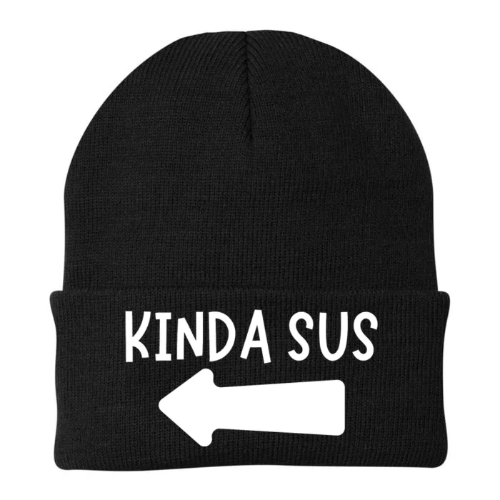 Kinda Sus Arrow Gaming Meme Matching Halloween Costume Knit Cap Winter Beanie