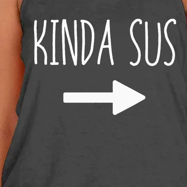 Kinda Sus Arrow Gaming Meme Matching Halloween Costume Funny Women's Knotted Racerback Tank