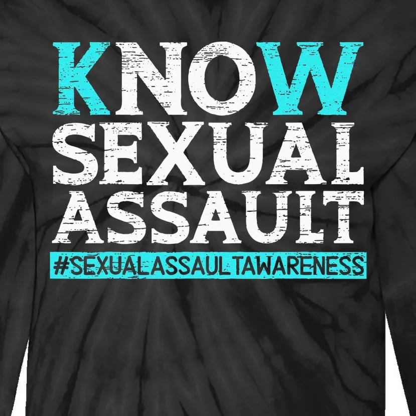 Know Sexual Assault Awareness Stop The Violence Teal Ribbon Tie-Dye Long Sleeve Shirt