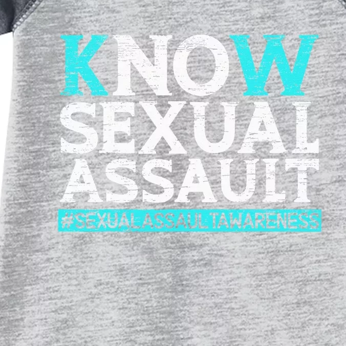 Know Sexual Assault Awareness Stop The Violence Teal Ribbon Infant Baby Jersey Bodysuit