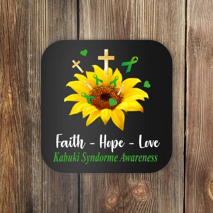 Kabuki Syndrome Awareness Faith Hope Love Sunflower Coaster