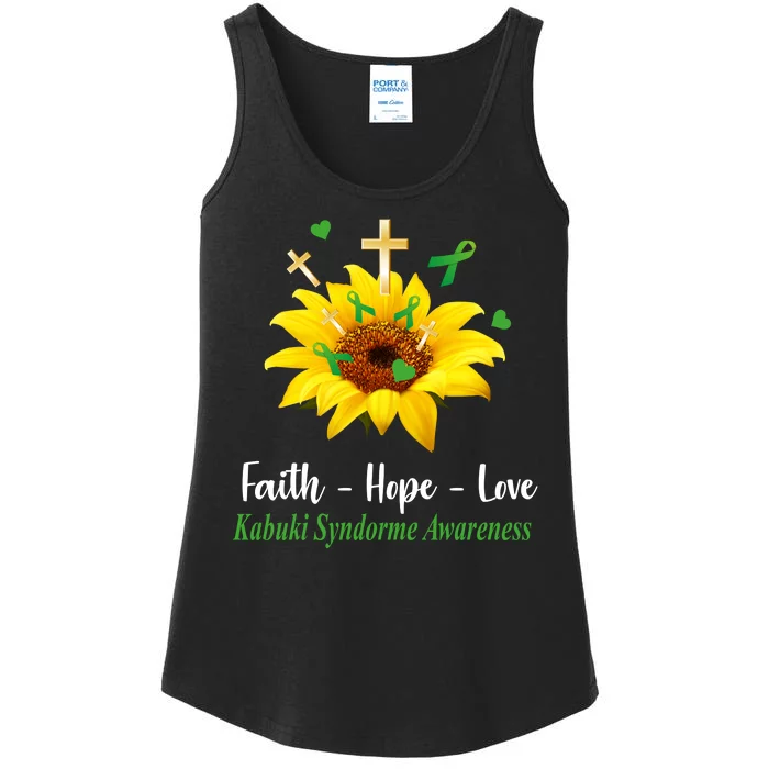 Kabuki Syndrome Awareness Faith Hope Love Sunflower Ladies Essential Tank