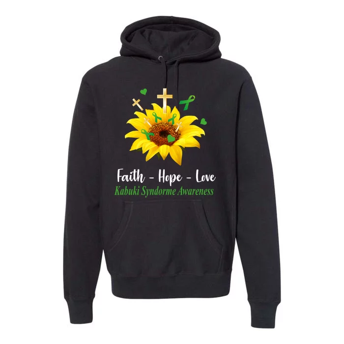 Kabuki Syndrome Awareness Faith Hope Love Sunflower Premium Hoodie