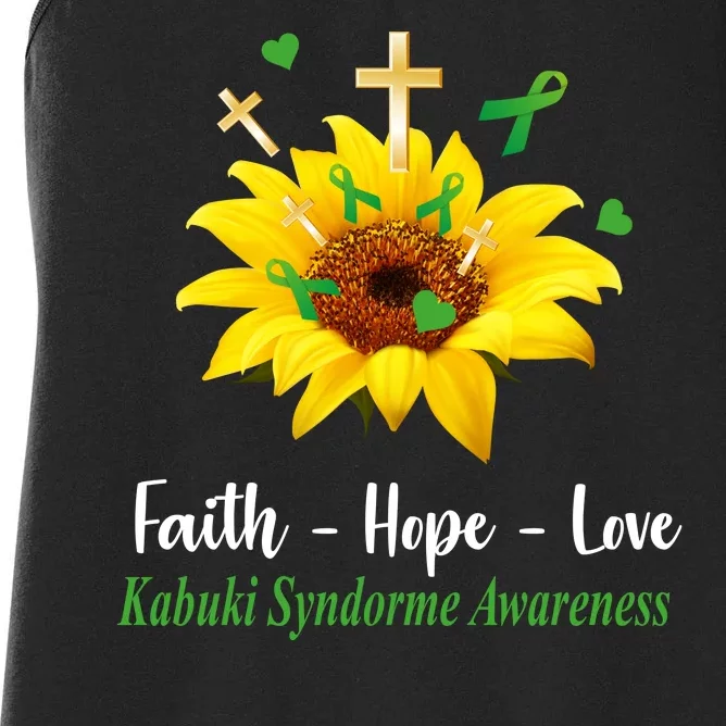 Kabuki Syndrome Awareness Faith Hope Love Sunflower Women's Racerback Tank