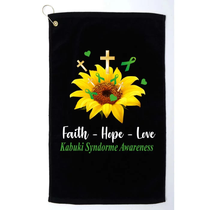 Kabuki Syndrome Awareness Faith Hope Love Sunflower Platinum Collection Golf Towel