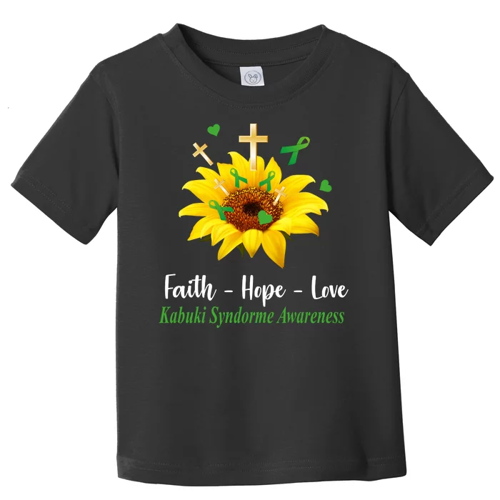 Kabuki Syndrome Awareness Faith Hope Love Sunflower Toddler T-Shirt